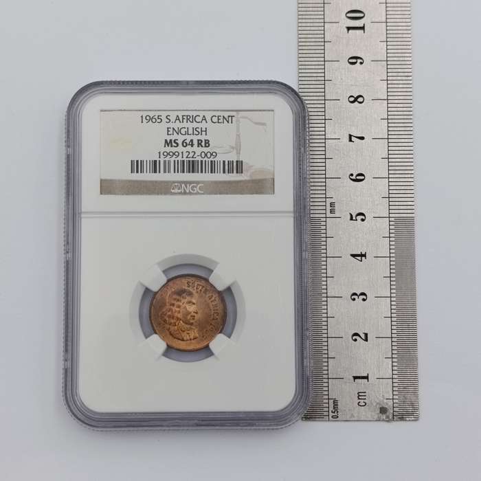 1965 RSA English 1 cent graded MS64 RB by NGC - only 1180 minted