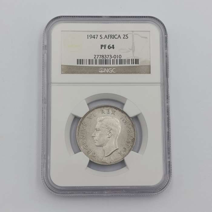 1947 SA Union Silver Proof 2 Shilling graded PF 64 by NGC