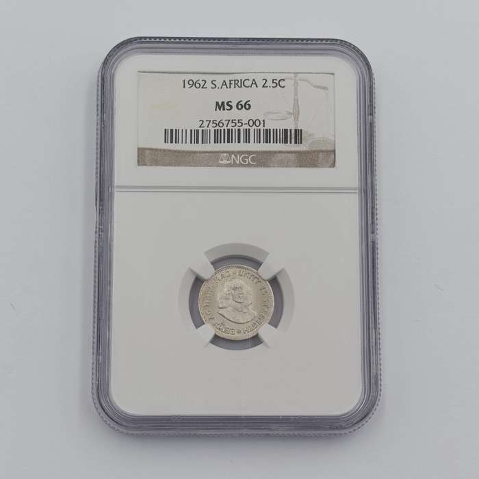 1962 RSA Silver 2 1/2 cent graded MS66 by NGC
