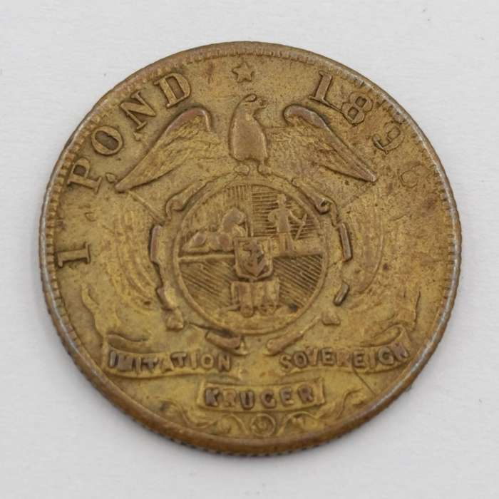 1896 Paul Kruger imitation brass sovereign token