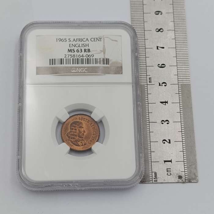 1965 RSA English 1 cent graded MS63 RB by NGC - only 1180 minted