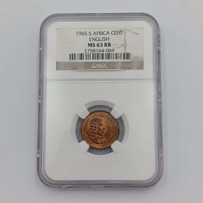 1965 RSA English 1 cent graded MS63 RB by NGC - only 1180 minted