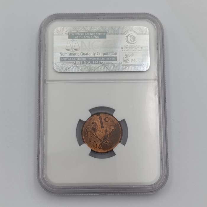 1965 RSA English 1 cent graded MS63 RB by NGC - only 1180 minted