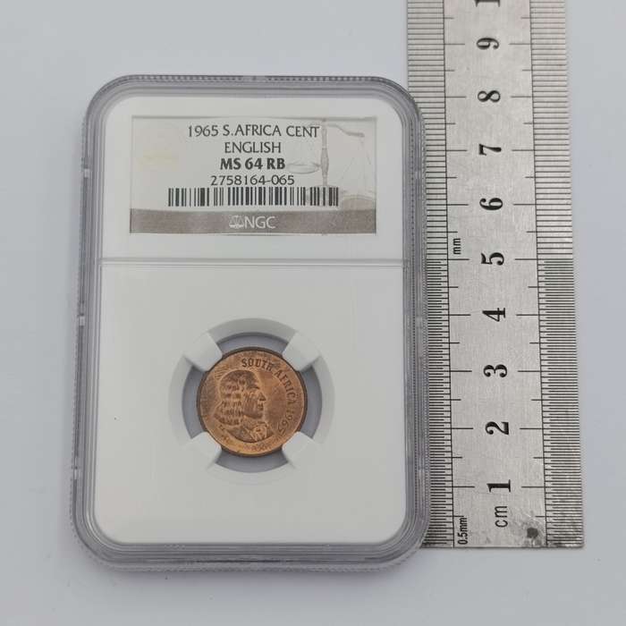 1965 RSA English 1 cent graded MS 64 RB by NGC - only 1180 minted