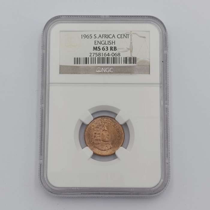 1965 RSA English 1 cent graded MS 63 RB by NGC - only 1180 minted