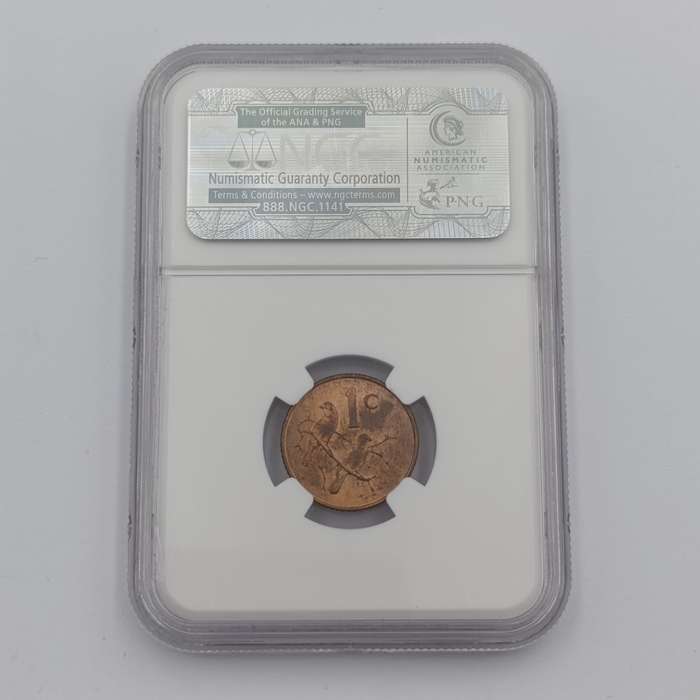 1965 RSA English 1 cent graded MS 63 RB by NGC - only 1180 minted