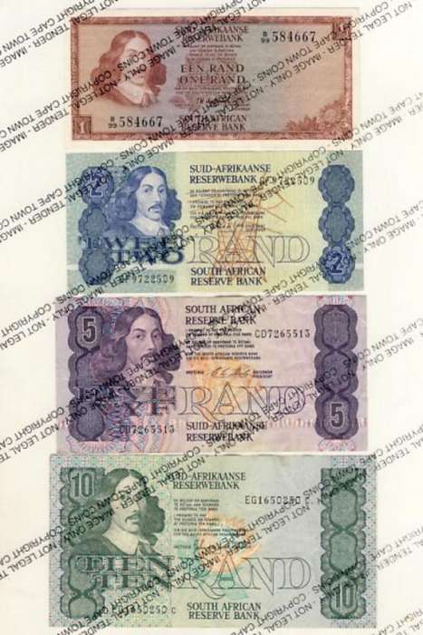 R1, R2, R5 & R10 banknotes in excellent condition - as per scan