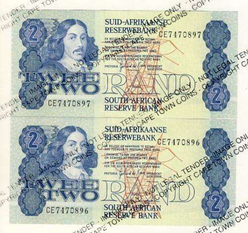 SA - Pair of GPC de Kock R2 notes with Consecutive numbers - as per scan