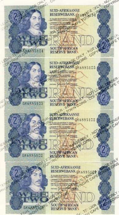 SA - Lot of 4 GPC de Kock R2 notes with consecutive numbers - as per scan