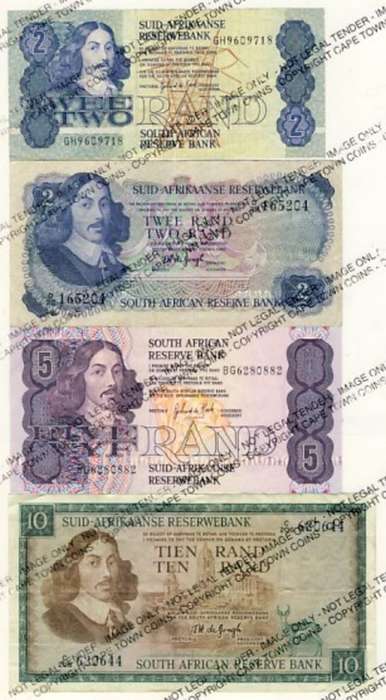 SA - Lot of 6 different old South Africa notes - as per scan