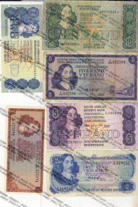 Lot of 6 old SA banknotes as per scan - some UNC