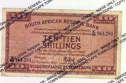 TOP ITEM MH de Kock first issue 1947 Ten Shilling some fold creases but excellent @@@ Crazy R1 Start