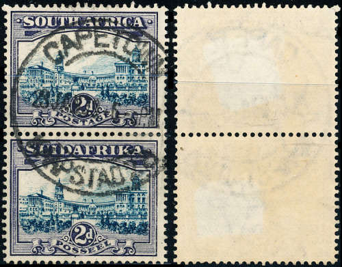 South Africa - 1930 - 1945 - 2d blue and violet fine used . vertical pair . SACC 44c .