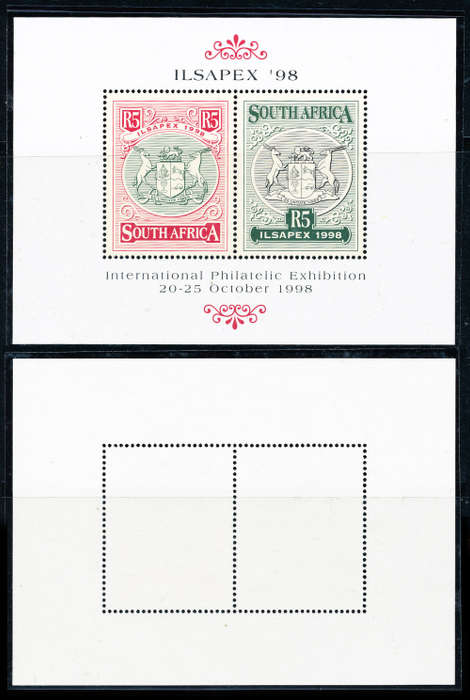 South Africa - 1998 - Ilsapex m/sheet (R5 + R5) mint unhinged . SACC 1158 .