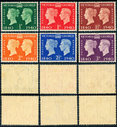 Great Britain - 1940 - Stamp Centenary - set of 6 mint hinged . SG 479-484 .