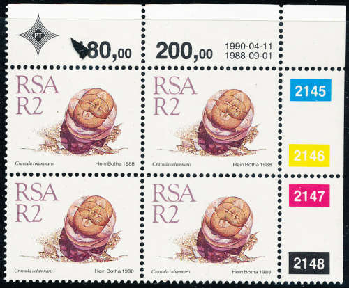 South Africa - 1988 - 5th Defins R2 control 2145-2148 Block of 4 u.m. SACC 682 .