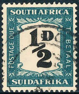 South Africa Postage Dues - 1948-49 - ½d black & green fine used - SACC D33