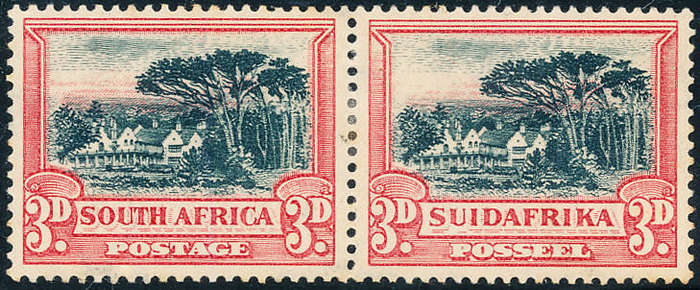 South Africa - 1930-45 - 3d black & red horizontal pair mint hinged - SACC 45