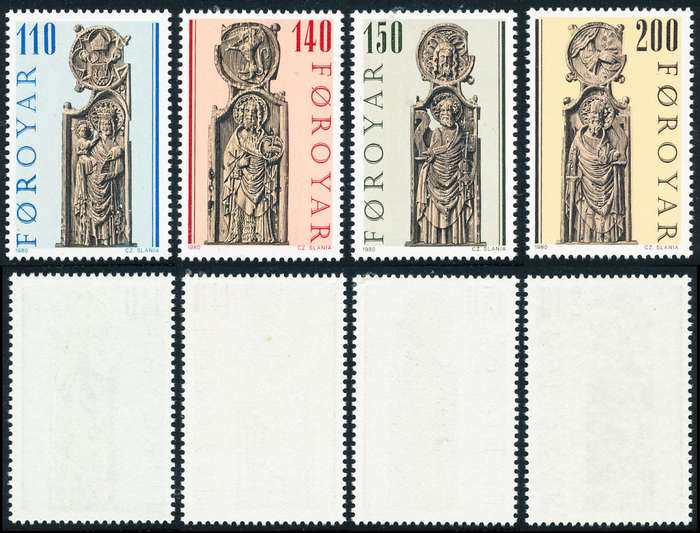 Faroe Islands - 1980 - Pews of Kirkujubour Church - set of 4 mint unhinged . SG 54-57 .