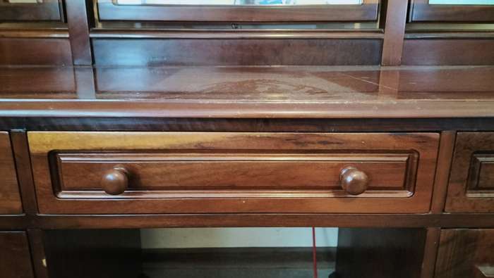 Absolutely Stunning Vintage Imbuia  3 Mirror Large Dresser With Stool - Collection Only