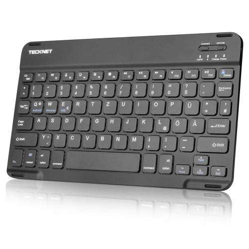 TeckNet Ultra Slim (4 mm) Bluetooth Illuminated Keyboard (QWERTZ, German keyboard layout) Case Keyb