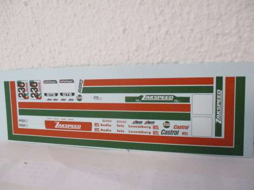 1/32 SCALE WATERSLIDE DECALS ZAKSPEED CASTROL FOR SCALEXTRIC.SCX NINCO  CARRERA AND DIE CAST CARS.