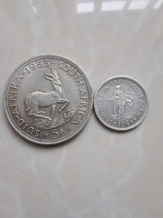 Two South African coins with silver content.