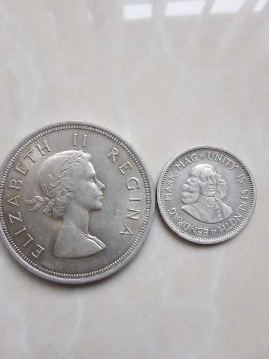 Two South African coins with silver content.
