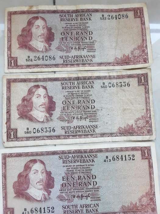 8X South Africa 1 Rand notes- TW de Jongh
