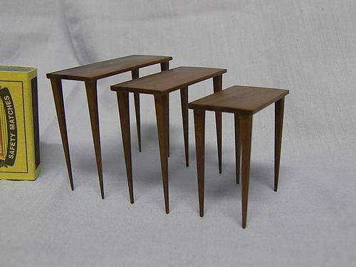 nest of tables, 1/12th scale, imbuia