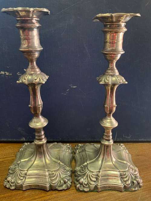 Pair of Hallmarked Silver Candlesticks ( 25 cm high )
