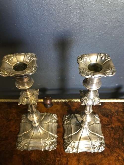 Pair of Hallmarked Silver Candlesticks ( 25 cm high )