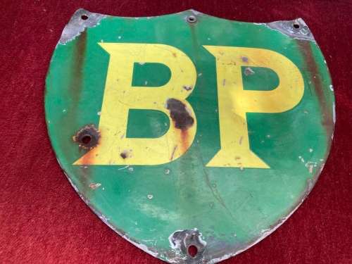 Pair Of Vintage BP Enamel Signs( 24 x 25.5 cm , 30.5 x 23 cm )