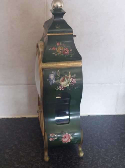 Mantel Clock : Royal Palais Swiss Handpainted Clock with Wallscone. Working