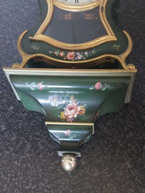 Mantel Clock : Royal Palais Swiss Handpainted Clock with Wallscone. Working