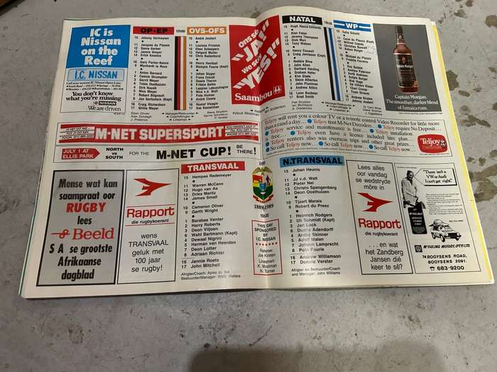 Rugby Program: Transvaal 100 Jaar Toetsuniedag 1989