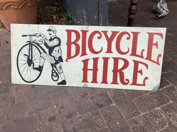 Bicycle Hire Sign , Hanpainted ( ( 91 x 37 cm )
