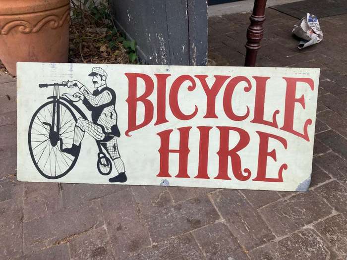 Bicycle Hire Sign , Hanpainted ( ( 91 x 37 cm )