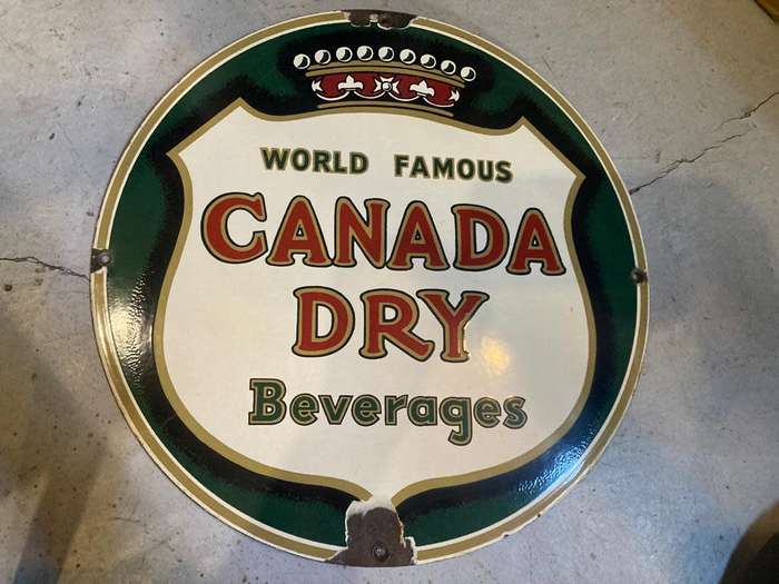 Original Canada Dry Enamel Button Sign ( 41 cm )