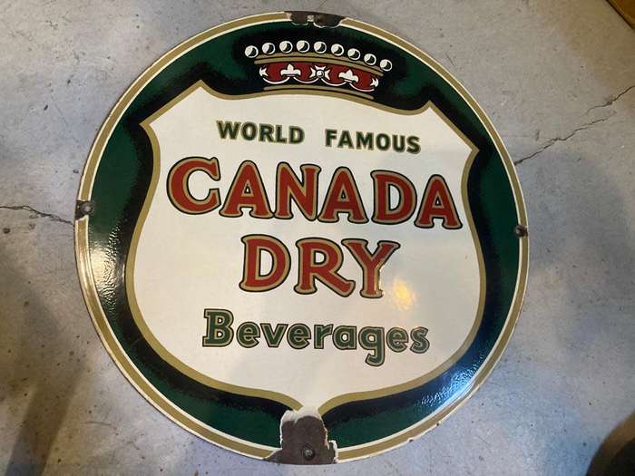 Original Canada Dry Enamel Button Sign ( 41 cm )