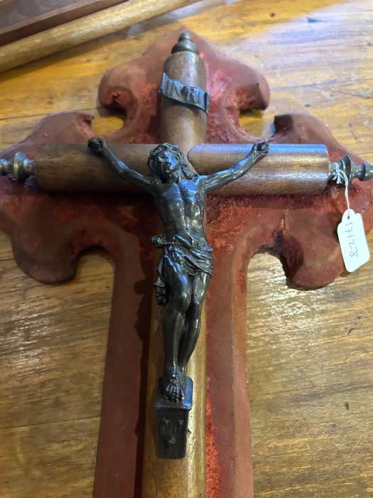 Rare Church Crucifix ( Brass and Wood ) 50 x 30 cm