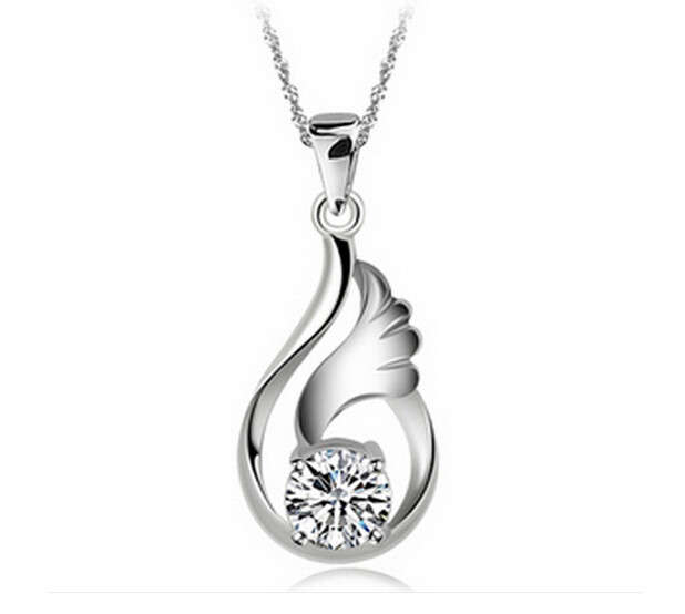 New 2016 Zircon Crystal Luxury Water Drop Silver Jewelry Necklace Fashion Jewelry for women