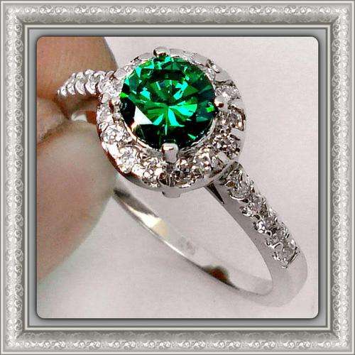 GALLANT GREEN RUSSIAN NANO EMERALD GEMSTONE 925 SILVER RING size 9 A57624