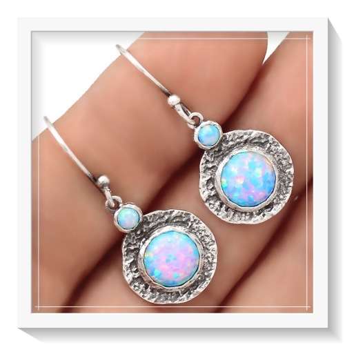 ISRAELI- FIRE OPAL SOLID .925 STERLING SILVER EARRINGS