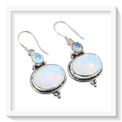 EXQUISITE OPALITE .925 STERLING SILVER EARRINGS