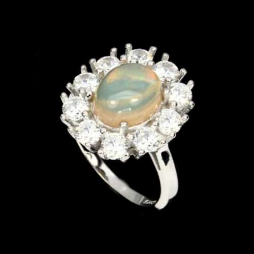 Regal 23.94 cts Ethiopian Fire Opal CZ Gemstone set in Solid .925 Sterling Ring Size 7 or O