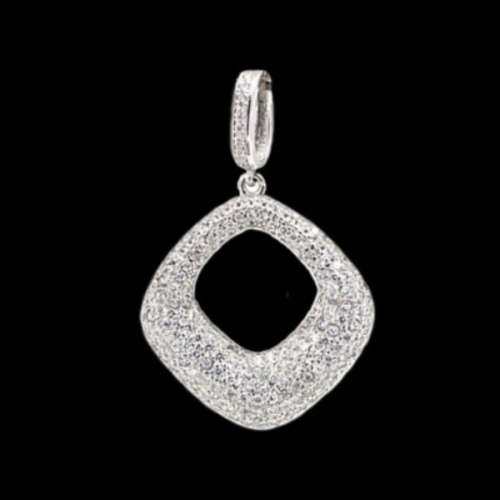 Rare Italian Design AAA Cr Diamonds  set in Solid .925 Sterling Silver White Gold Pendant