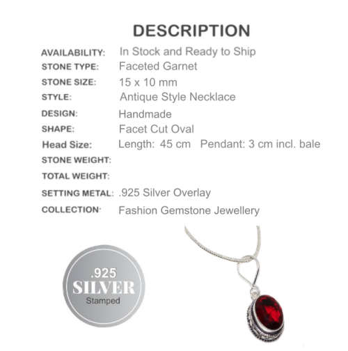 Garnet Gemstone .925 Sterling Silver Necklace