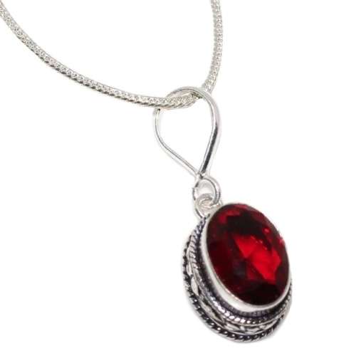 Garnet Gemstone .925 Sterling Silver Necklace
