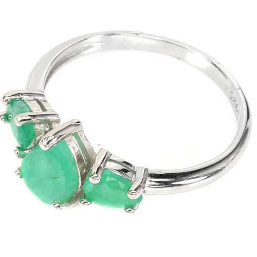 Natural Unheated Brazilian Emerald Pears Solid .925 Silver 14k White Gold Size 6.5 or N